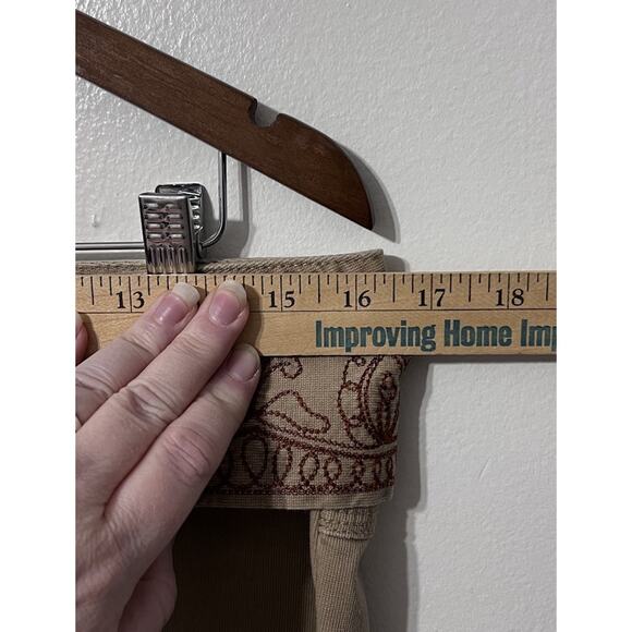 Y2K Ruff Hewn Womens Sz 10 Flare Khaki Pants Tan Embroidered Belt Hippie Boho - Picture 9 of 13